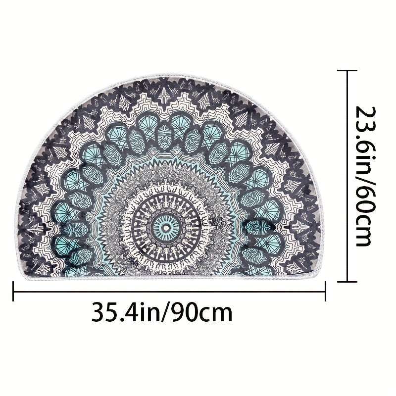 Half Round Door Mat Semi Circle Bathroom Floor Rug Mandala Boho