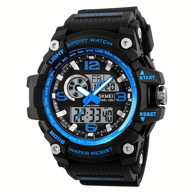 Waterproof Dual Time Electronic Watch Military Outdoor Stopwatch LED Sports