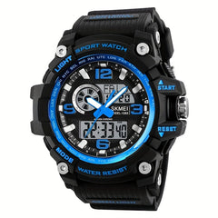 Waterproof Dual Time Electronic Watch Military Outdoor Stopwatch LED Sports