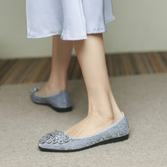Rhinestone Ballet Flats Pointed Toe Slip-On Shoes