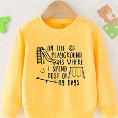 Playground Print Boys Casual Pullover Sweatshirt Long Sleeve Crew Neck Tops