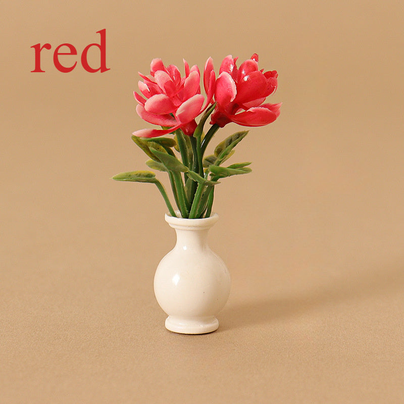 Colorful Mini Flower Arrangement in Vase for Dollhouses