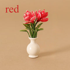 Colorful Mini Flower Arrangement in Vase for Dollhouses