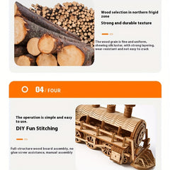 3D Wooden Train Model Kit 282pcs Detailed Locomotive with Wheels & Headlights