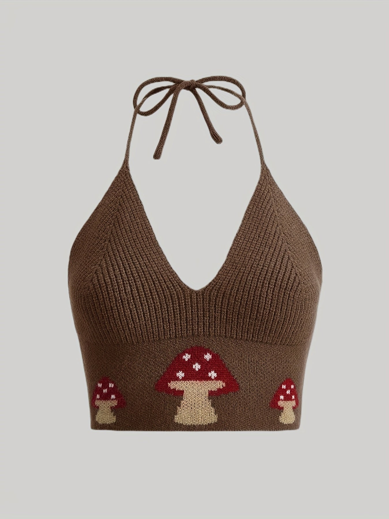 Y2k Halter Neck Mushroom Print Crop Top