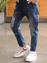 Boys Casual Ripped Denim Long Pants With Pocket for Spring/Autumn