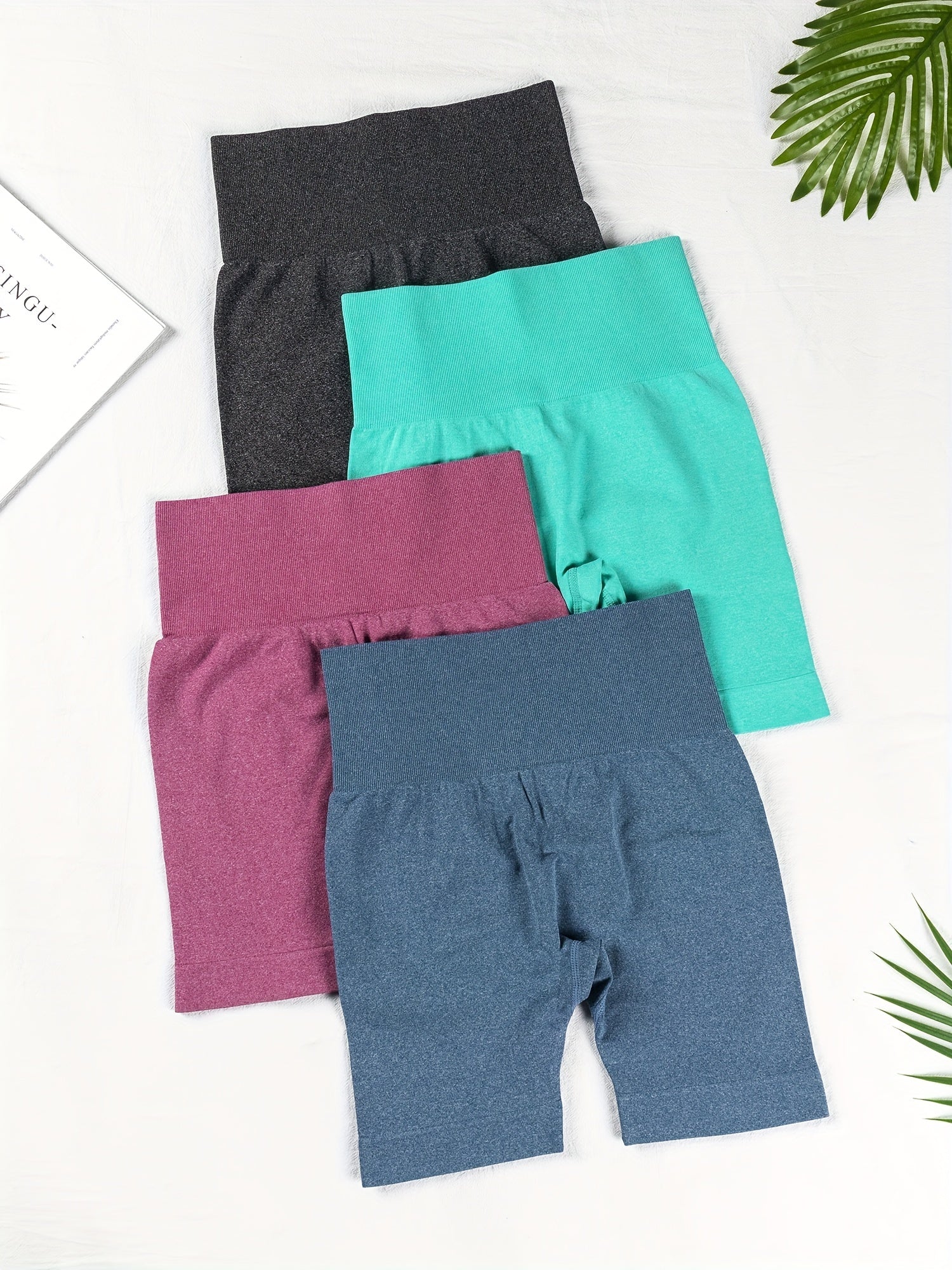 4 Pcs Seamless Butt lifting Shorts Stretchy Fitness Workout Gym Shorts