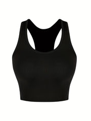 Crop Tops Racerback Yoga Vest Women Gym Seamless Ribbed Sleeveless Tank Tops