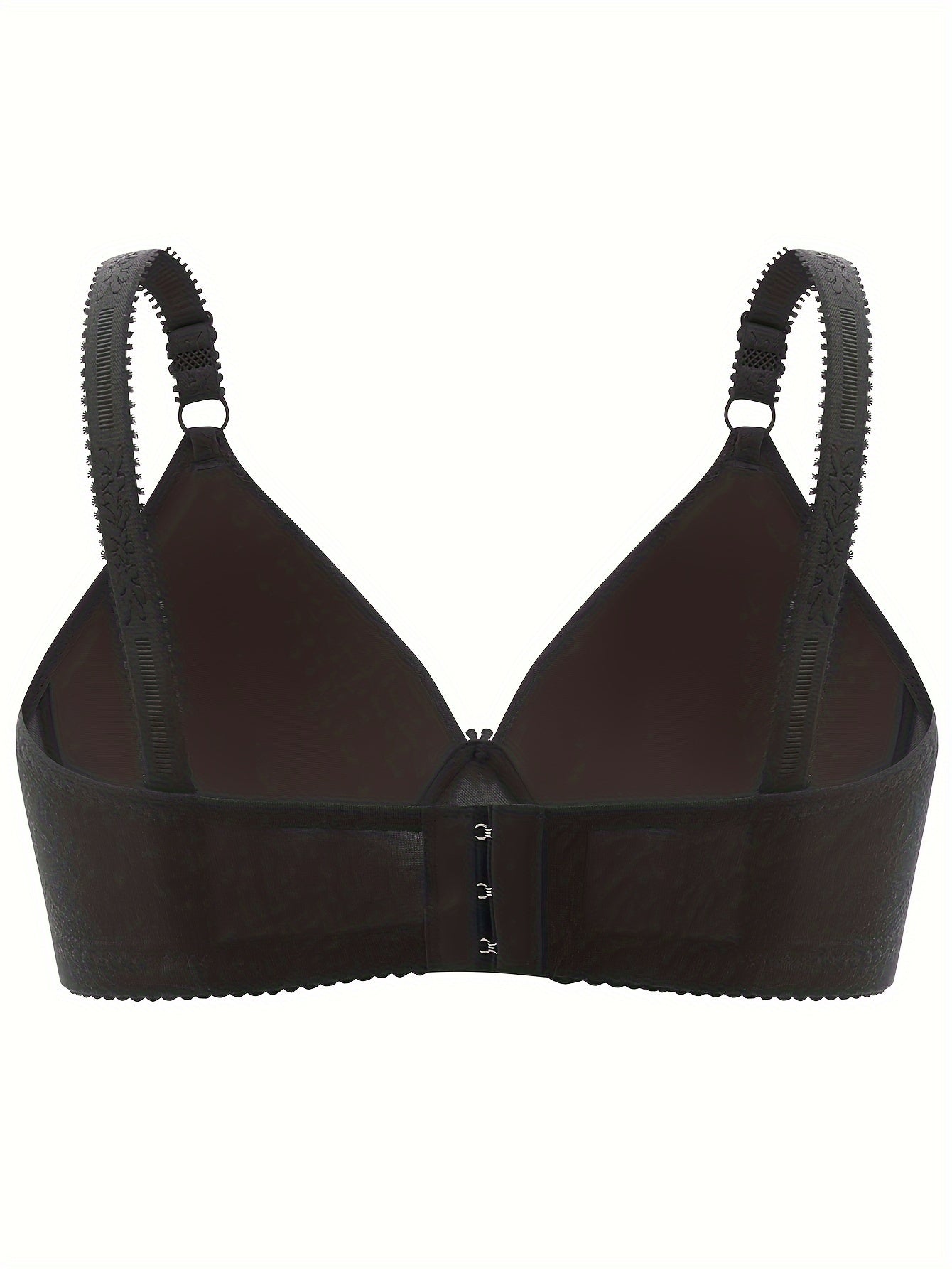 Plus Size Leaf Print Lace Applique Wireless Bra