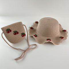 Kids' Summer Cherry Straw Hat Outing Sun Hat