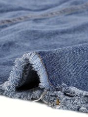 Casual Denim Top Women's Plus Washed Pipping Button Up Long Sleeve