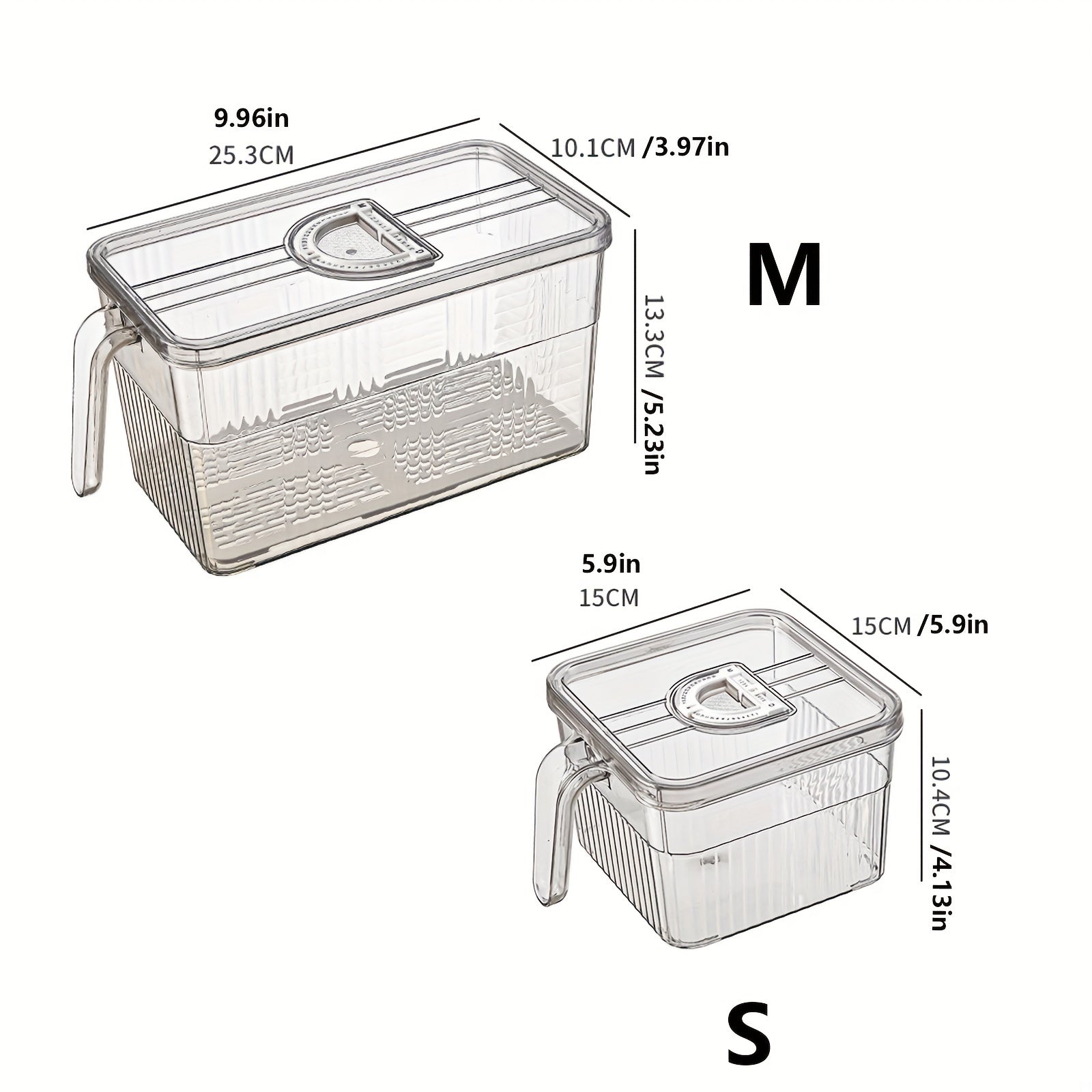 Set of 2 Large Food Storage Containers with Lid and Handle