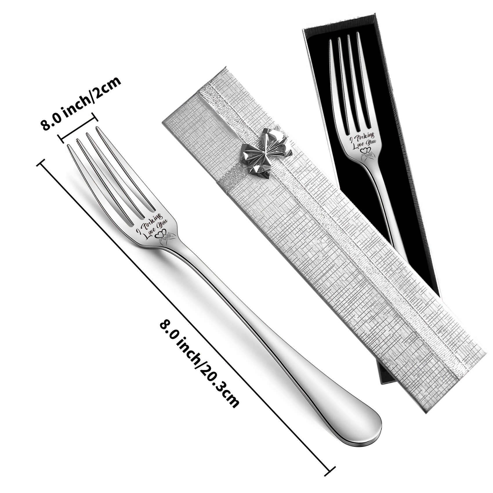 2pcs 'I Love You' Stainless Steel Dinner Forks Anniversary Gift
