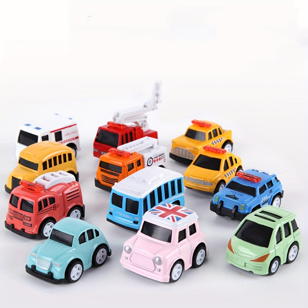 12pcs Alloy Car Model Cartoon Toy Car Alloy Model Sports Car