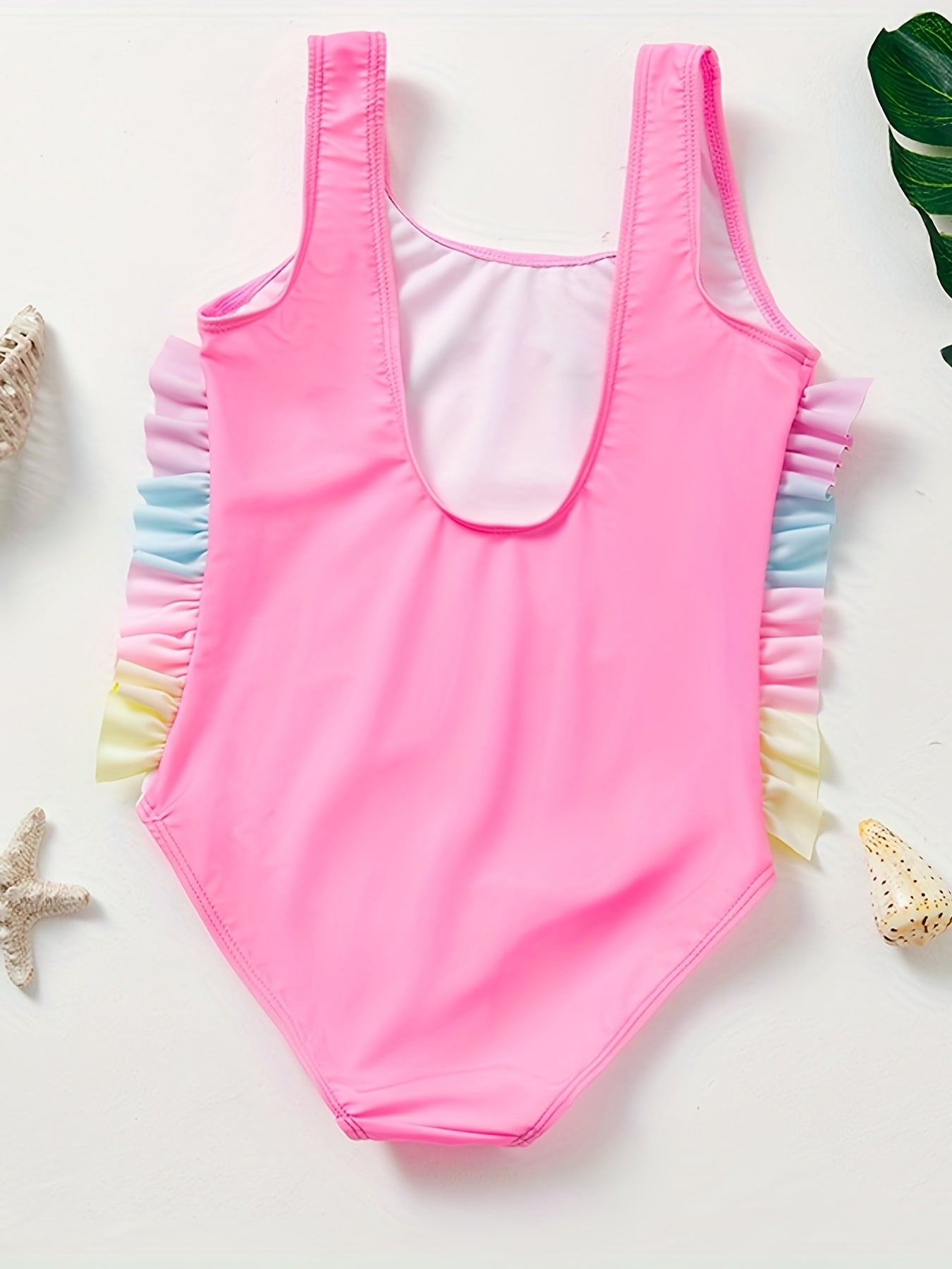 Girls' Pony Graphic Swimsuit with Ruffled Sleeves
