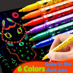 6 Colors Glow In The Dark Neon Highlighter Pens