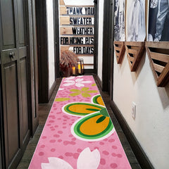 Pink Cherry Blossoms Pattern Rug 2x10ft Hand Washable Polyester Mat