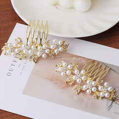 Faux Pearl Rhinestone Hair Comb Side Comb Head Jewelry Hair Accessories