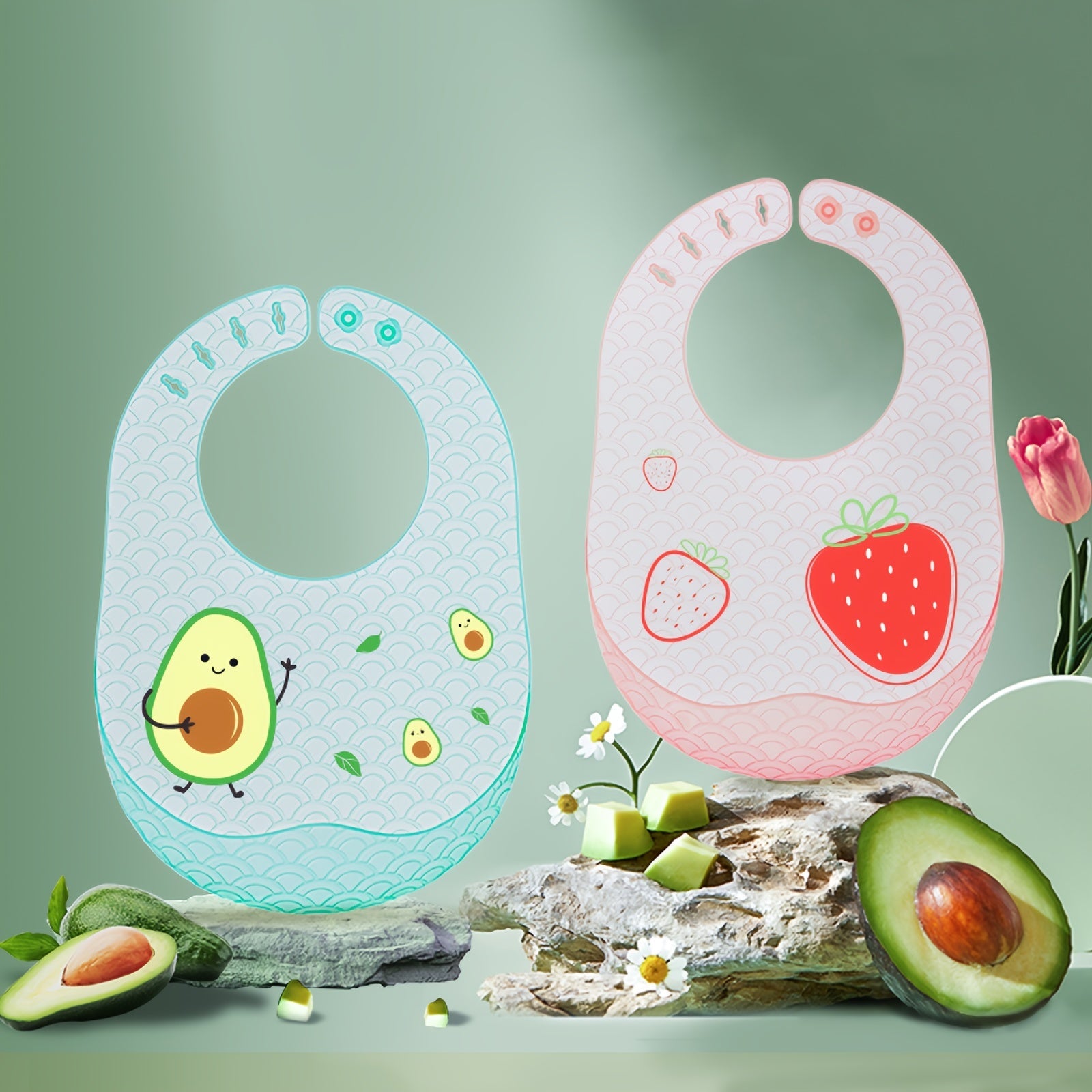 Ultra Light Silicone Bibs for Babies Waterproof Soft Food Pockets