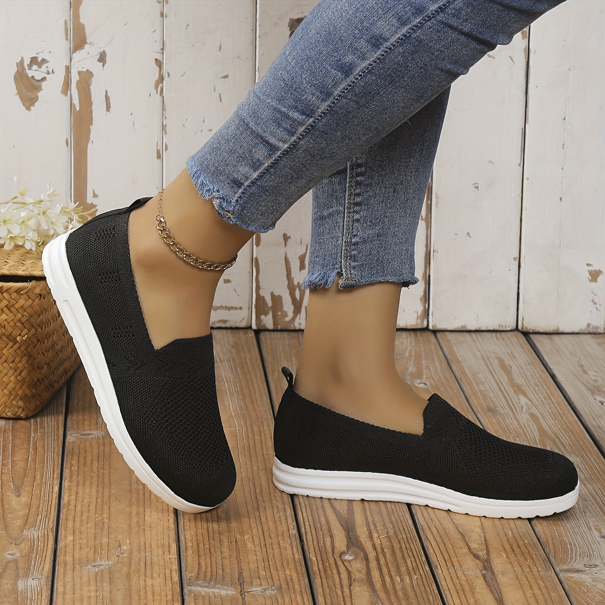 Women's Low Top Slip on Sneakers Hollow Out Casual Shoes