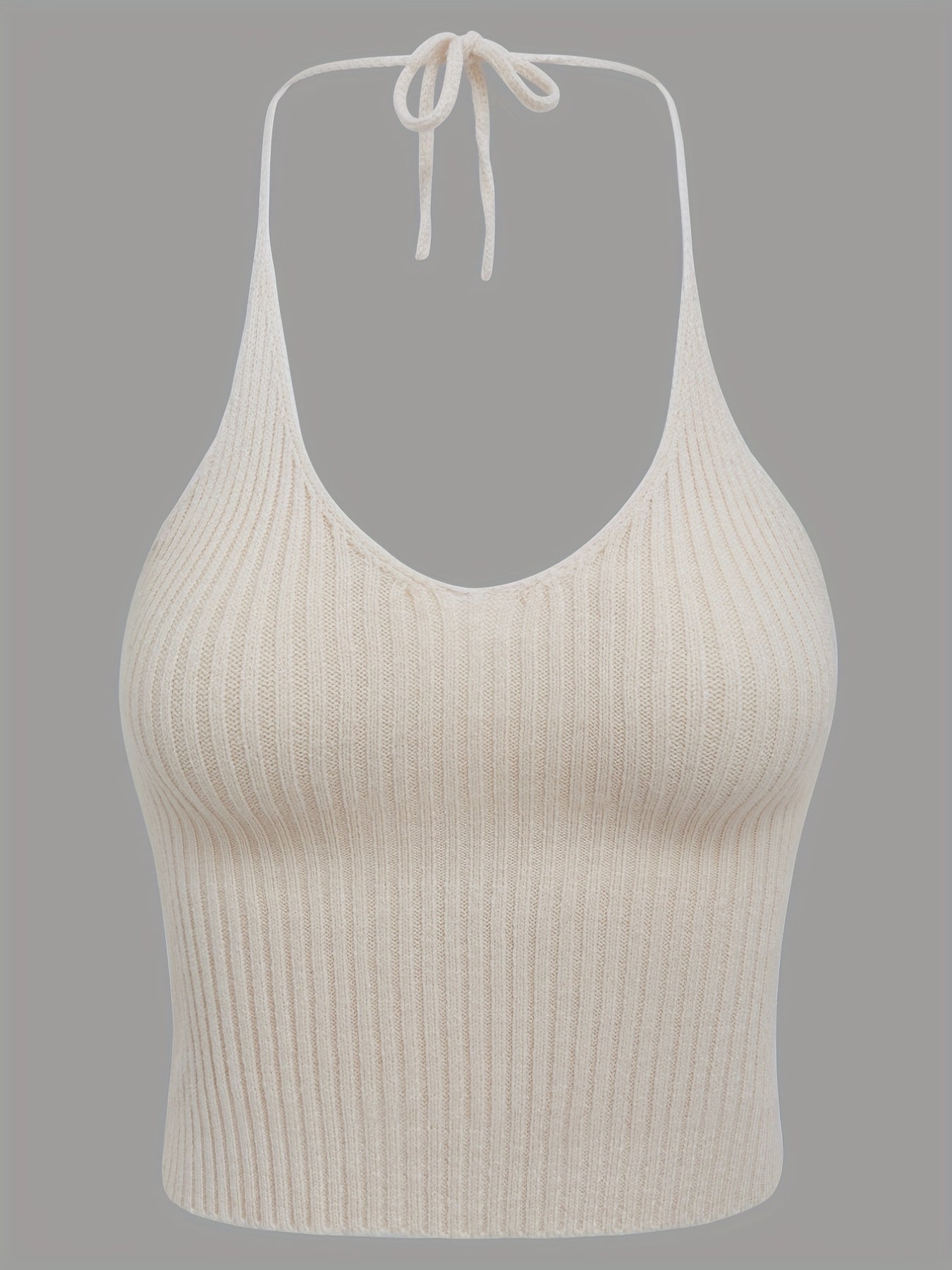 Sexy Lace Up Crop Halter Top Solid Sleeveless