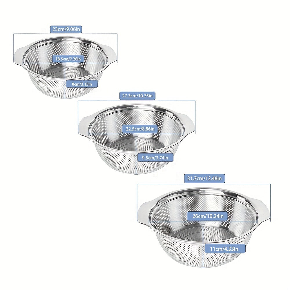 Stainless Steel Drain Basket with Handle for Vegetables, Fruits