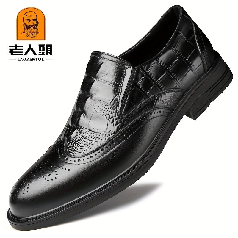 LAORENTOU Men's Brogue Carved Derby Shoes Pointed Toe Wingtip Oxfords