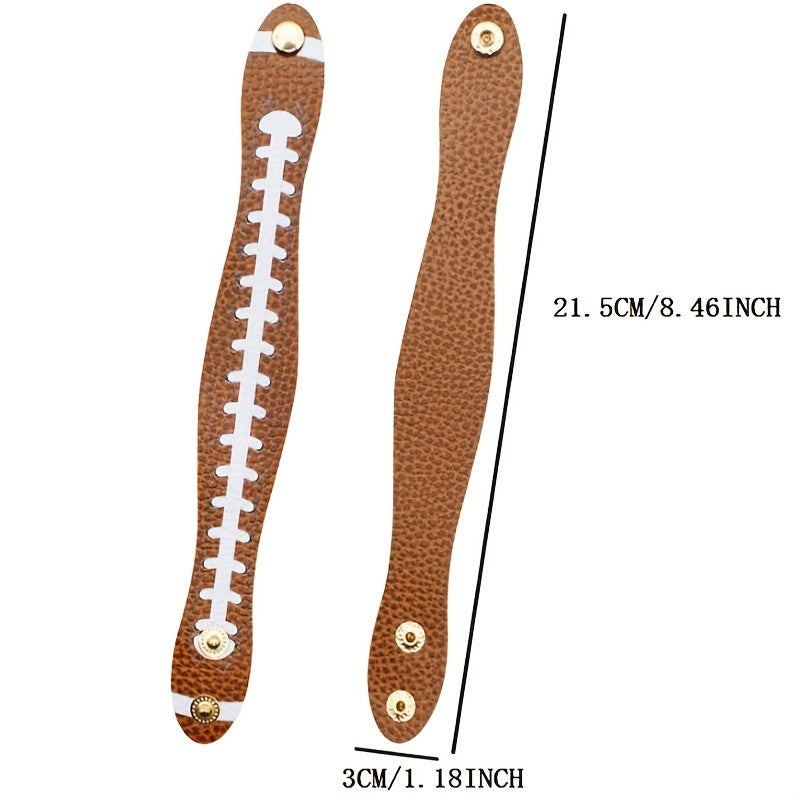 Football Print Leather Bracelet Adjustable Sports Style