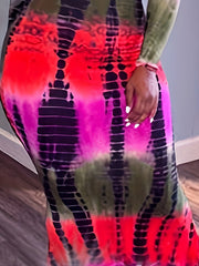 Ombre Print Off Shoulder Bodycon Maxi Dress
