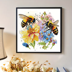 Bee & Flower Pattern 5D Diamond Painting Kit for DIY Home Wall Decor