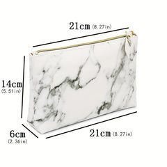 Marble Pattern Cosmetic Bag Travel Portable Water Resistant Zipper Pouch