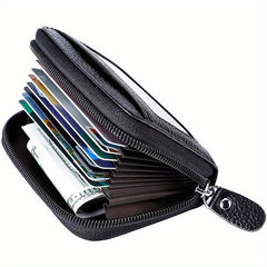 RFID Credit Card Holder with Zipper Leather Wallet