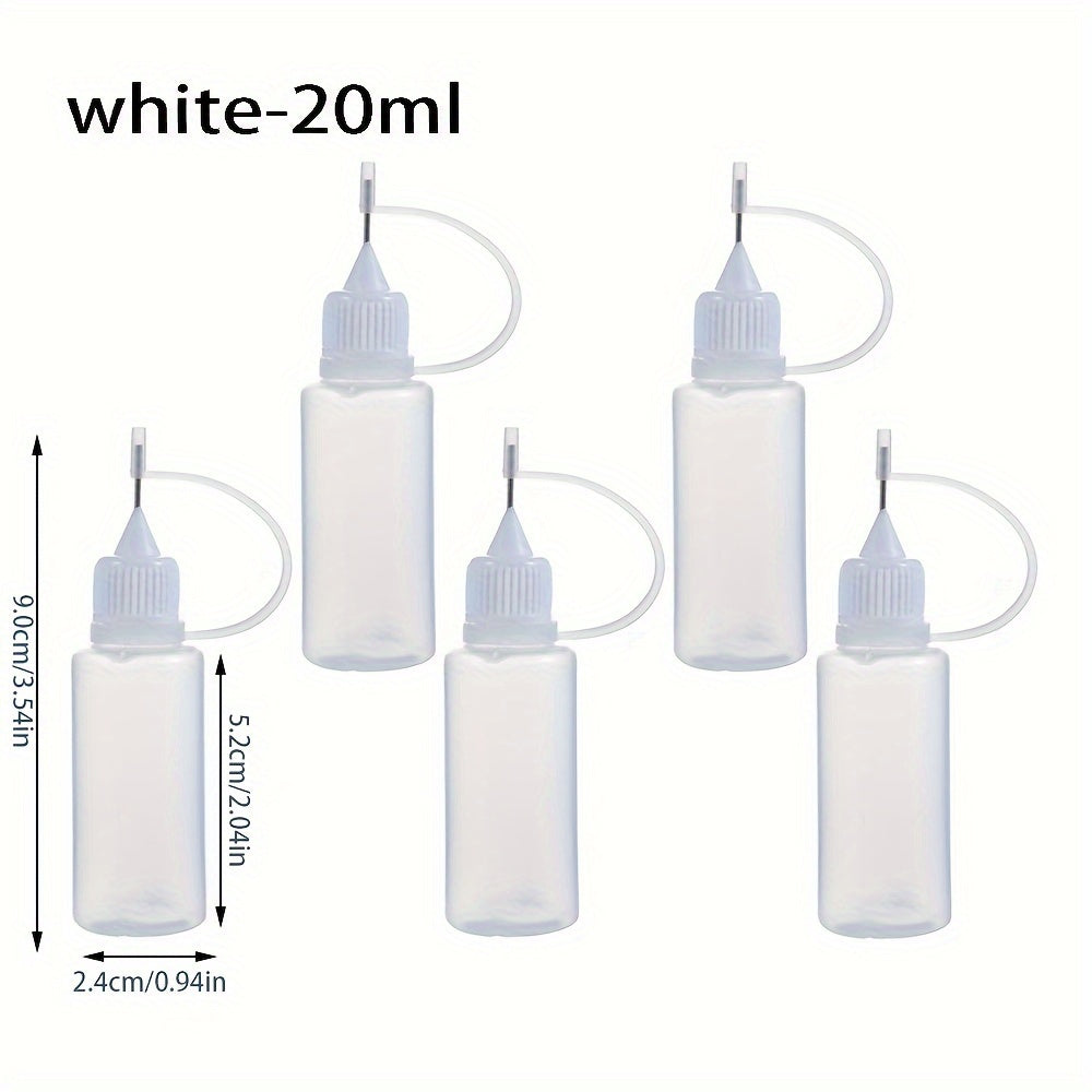 5pcs Needle Tip Glue Applicator Bottle Set 10ml 20ml 30ml