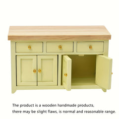 1:12 Dollhouse Cabinet w/ Mint Green Doors