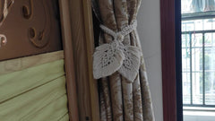 Gray Macrame Tassel Beaded Curtain Tiebacks