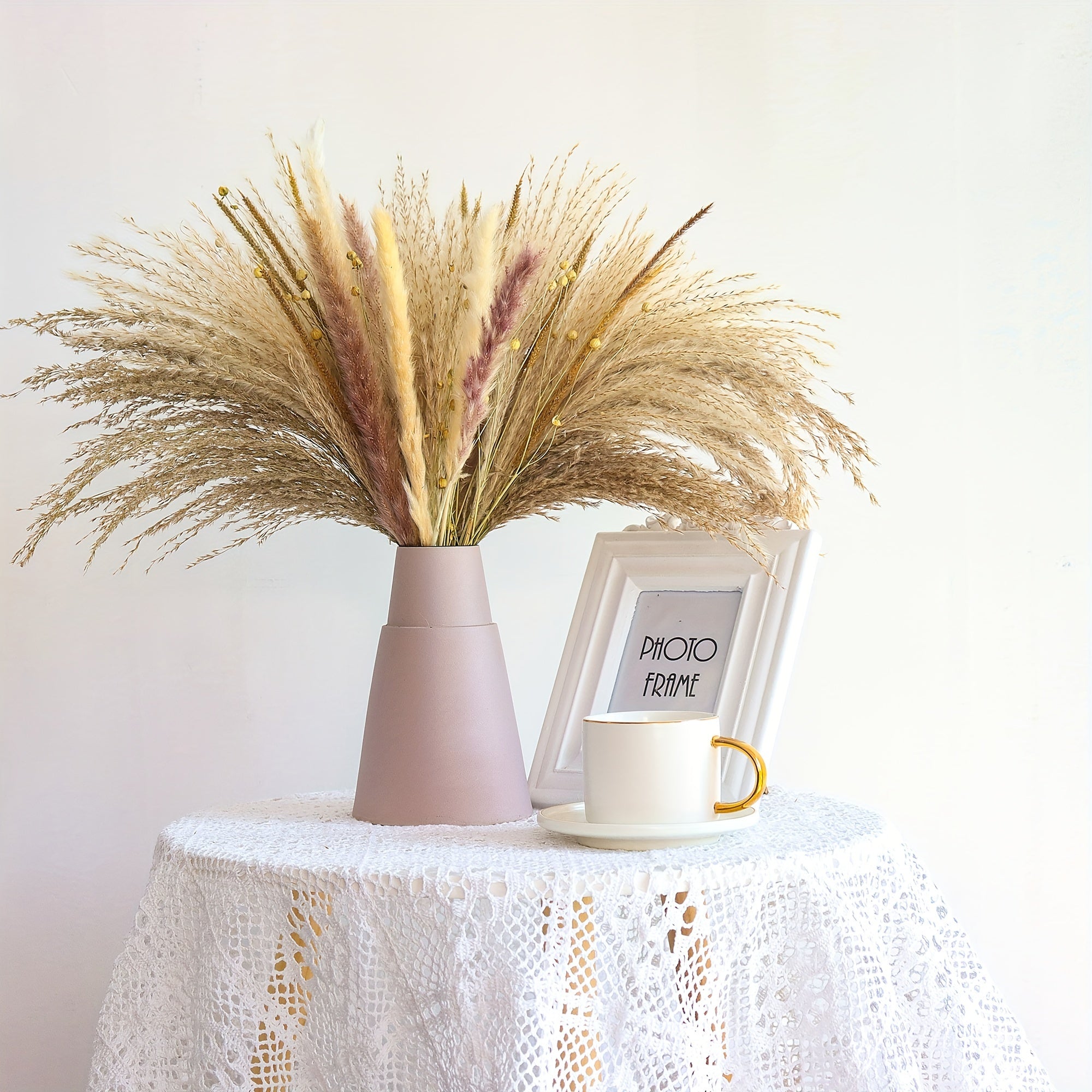 65pcs Natural Dried Pampas Grass Bouquet for Wedding Farmhouse Party Table Decor