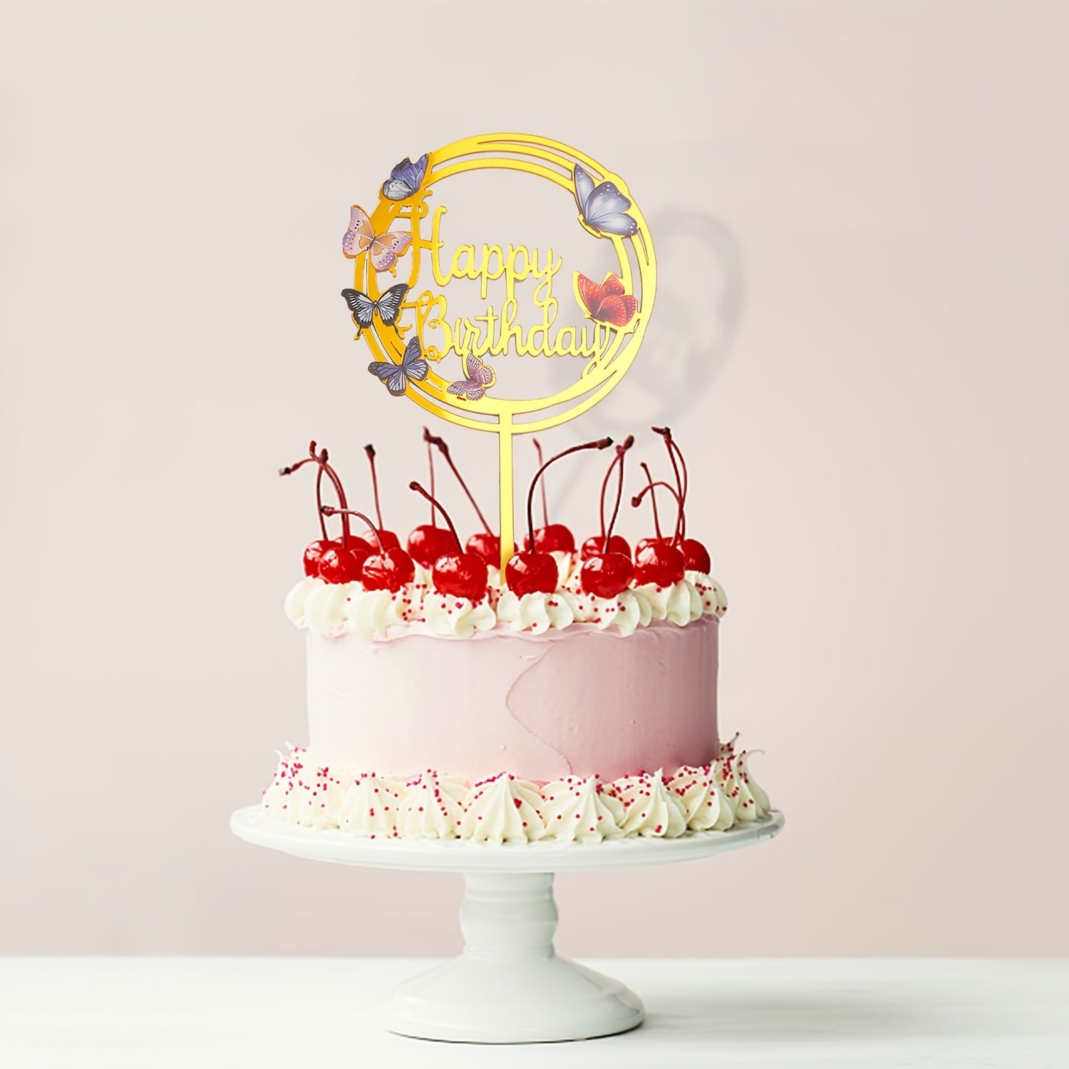 6pcs Patterned Acrylic Happy Birthday Cake Toppers for Party Decor