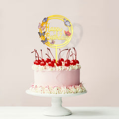 6pcs Patterned Acrylic Happy Birthday Cake Toppers for Party Decor
