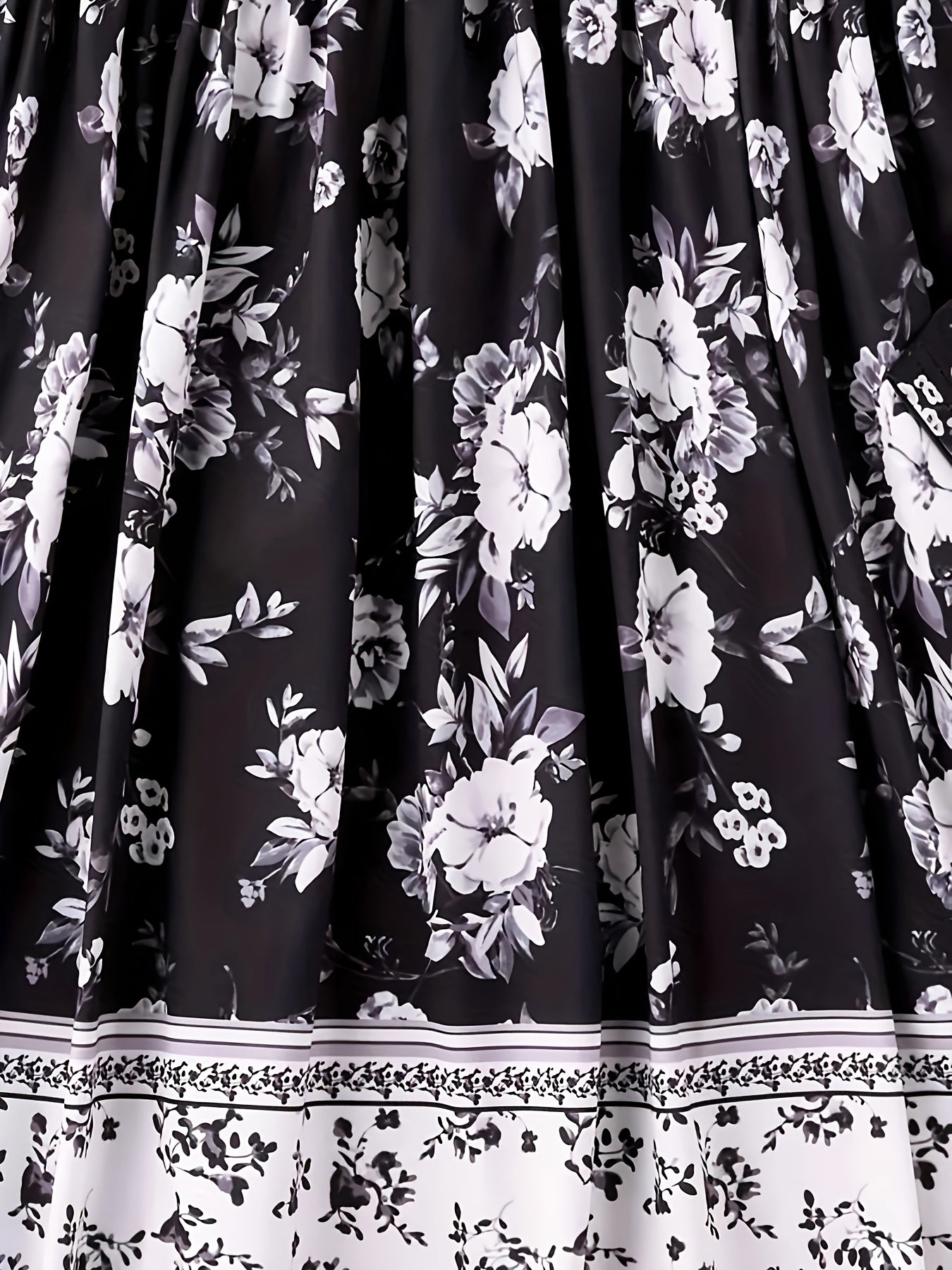 Ditsy Floral Print Long Sleeve Round Neck Dress