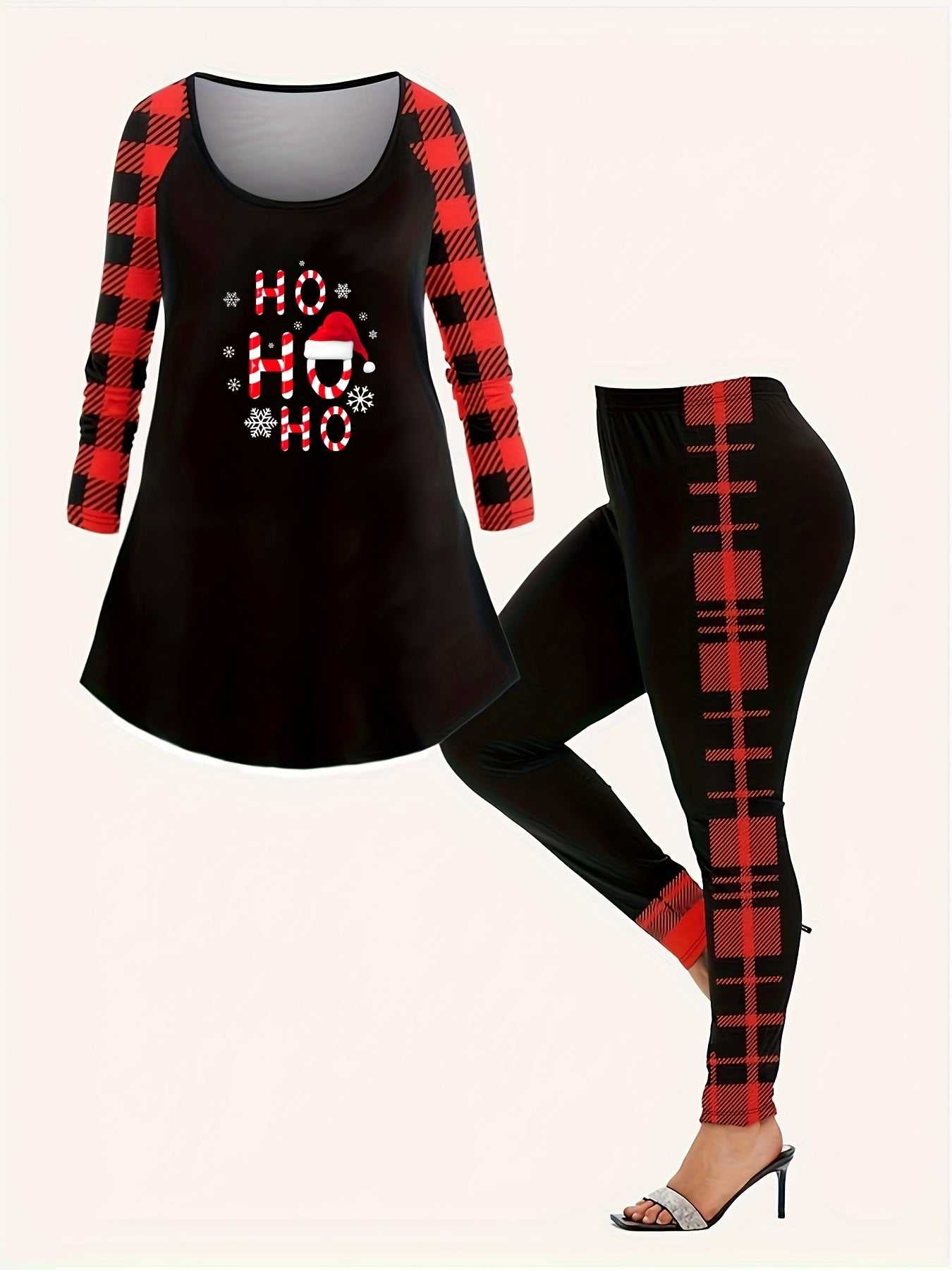 Christmas Casual Outfits Set Women's Plus Christmas Hat
