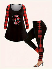 Christmas Casual Outfits Set Women's Plus Christmas Hat