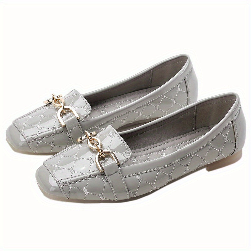 Women's Casual Geometric Pattern Ballet Shoes Slip On Lightweight Metal Decor