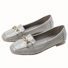 Women's Casual Geometric Pattern Ballet Shoes Slip On Lightweight Metal Decor