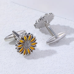 Men's Vintage Sunflower Cufflinks for Business Shirt