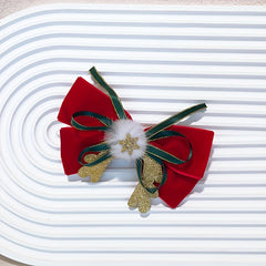 Antler Ribbon Bow Clips Christmas Hair Accessories Women Girls Party