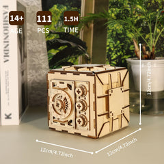 MUSIC PARK 3D Wooden Puzzle DIY Combination Lock Box Mechanical Storage Safe