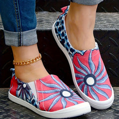 Colorful Floral Pattern Slip On Shoes Women's Casual Lightweight Soft Comfortabl