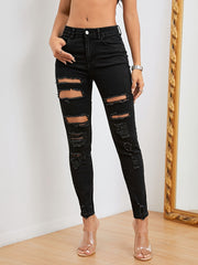 Distressed Slim Fit High Stretch Skinny Jeans