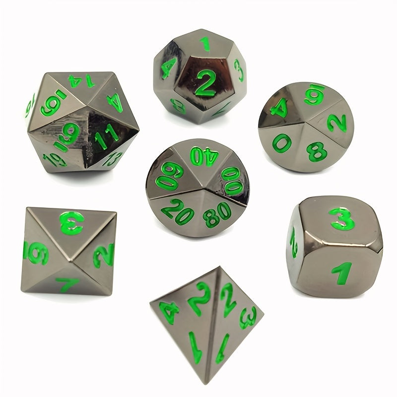 7pcs Zinc Alloy Metal Dice Set for Table Games