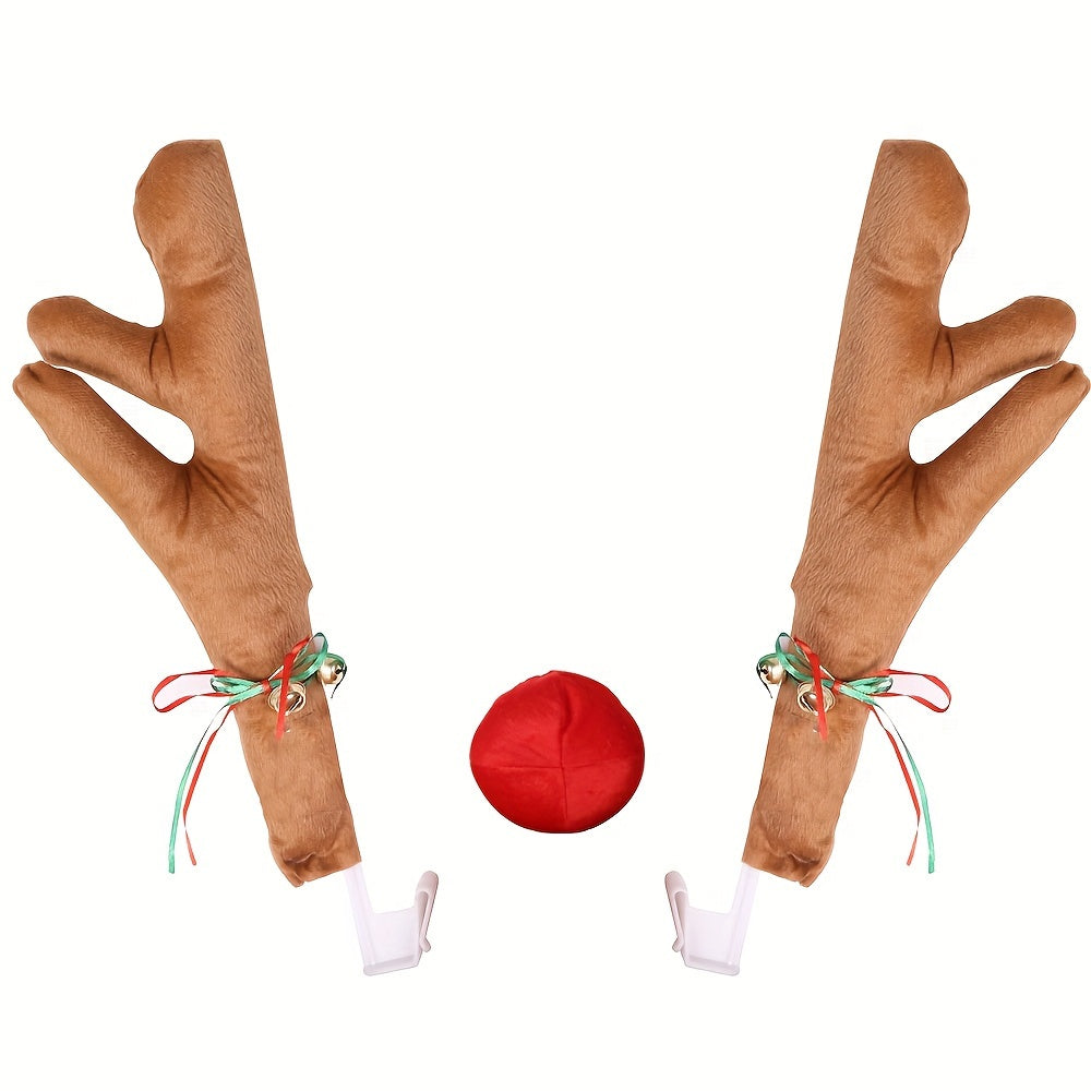 Christmas Car Reindeer Antlers & Nose Decorations Kit